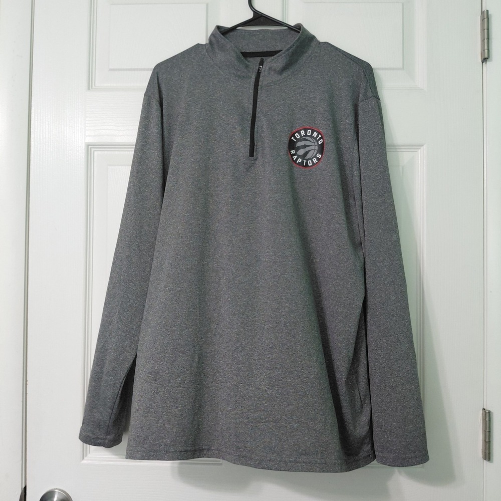 Toronto Raptors NBA Ultra Game 1/4 Zip Pullover Tech Long Sleeve Shirt XL Gray
